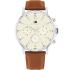 TOMMY HILFIGER Tyson Multifunction Beige Dial 44mm Silver Stainless Steel Brown Leather Strap 1792143 - 0