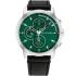 TOMMY HILFIGER Jameson Multifunction Green Dial 46mm Silver Stainless Steel Black Leather Strap 1792151 - 0