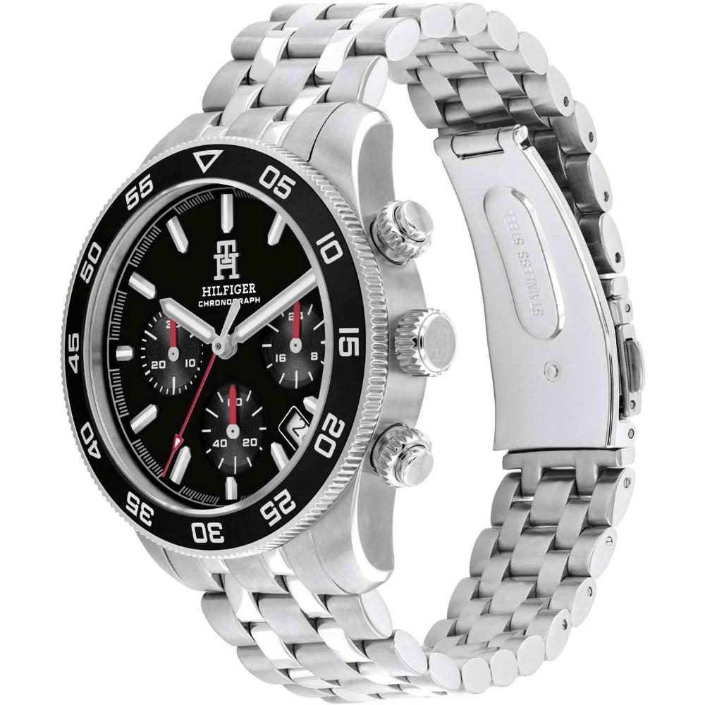 TOMMY HILFIGER TH85 Chronograph Black Dial 41mm Silver Stainless Steel Bracelet 1792156