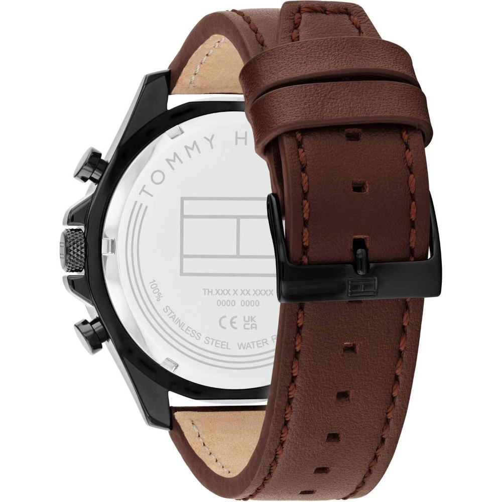 TOMMY HILFIGER Clark Multifunction Black Dial 46mm Black Stainless Steel Brown Leather Strap 1792164