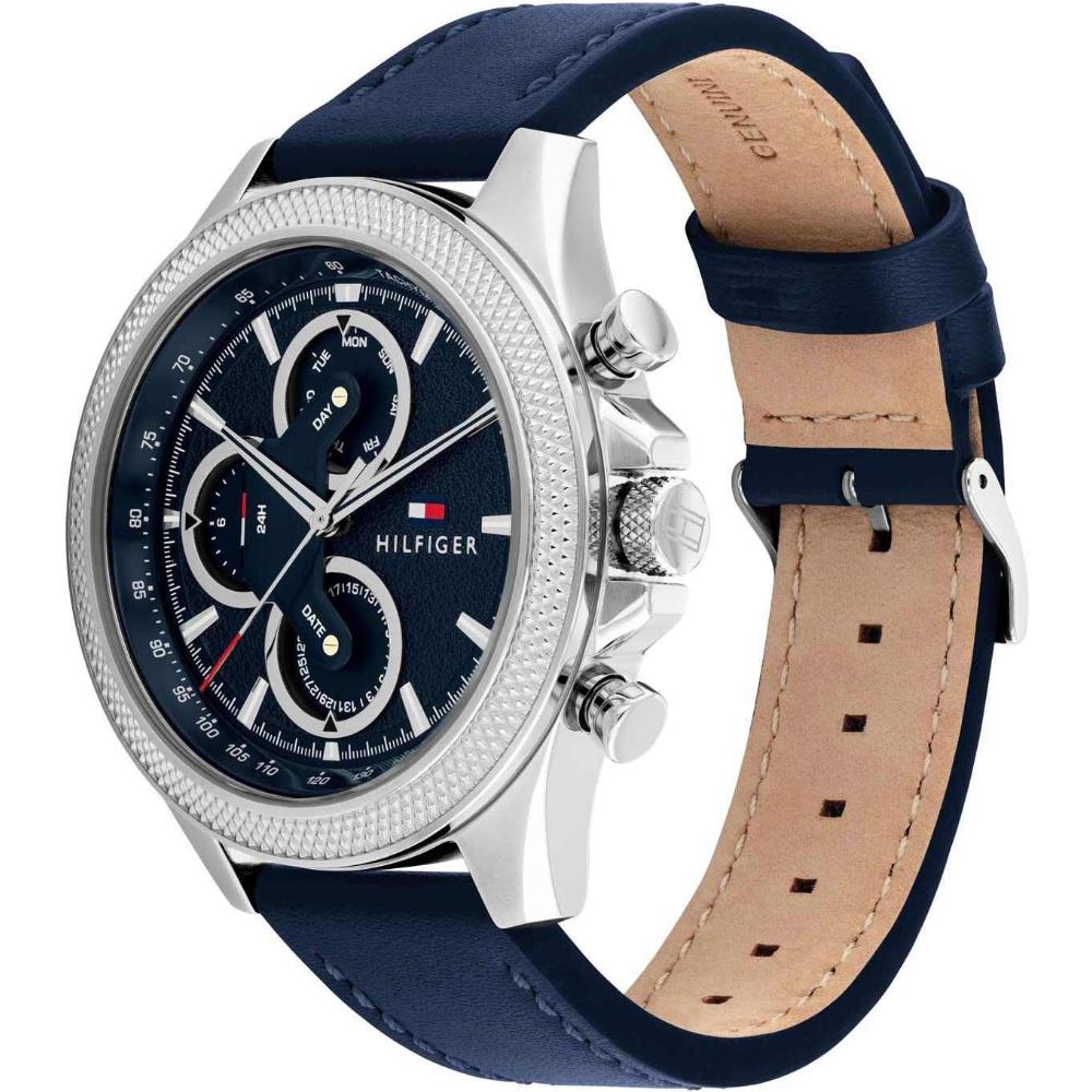 TOMMY HILFIGER Clark Multifunction Blue Dial 46mm Silver Stainless Steel Blue Leather Strap 1792165