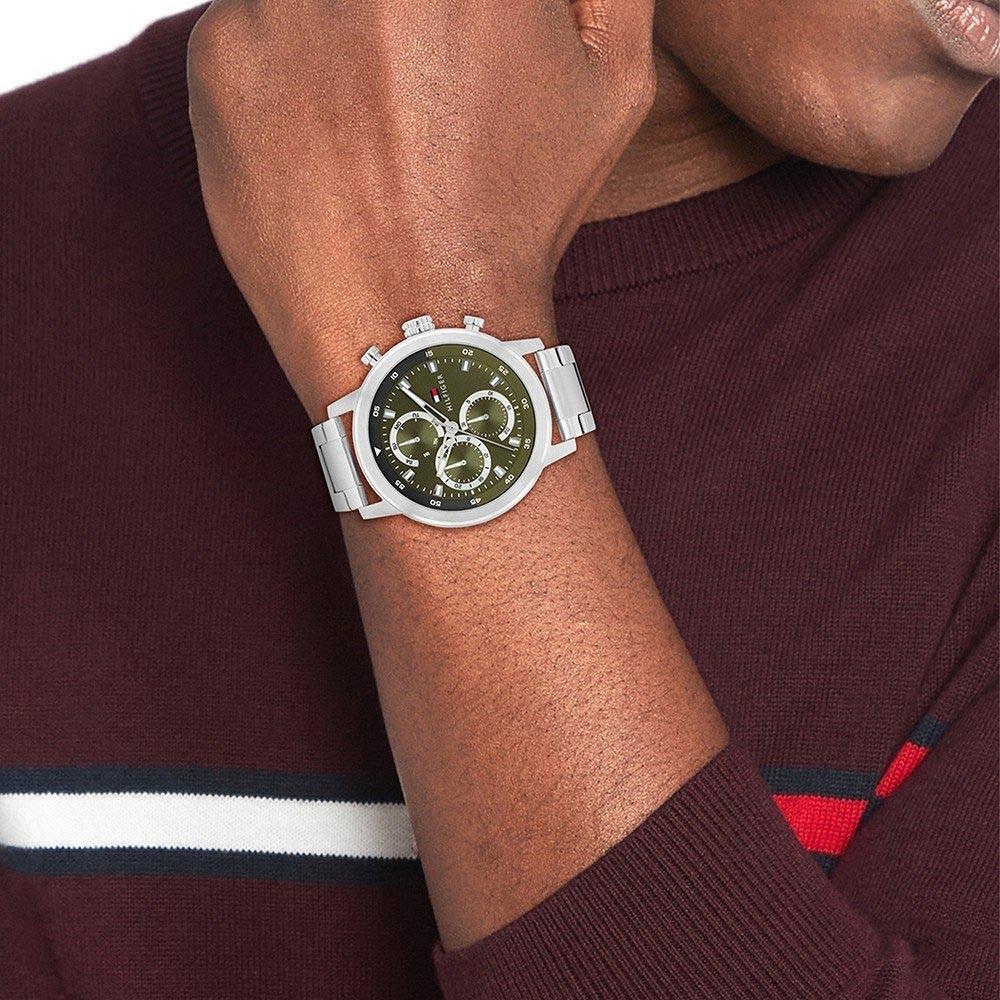TOMMY HILFIGER Rocky Multifunction Green Dial 46mm Silver Stainless Steel Bracelet 1792180