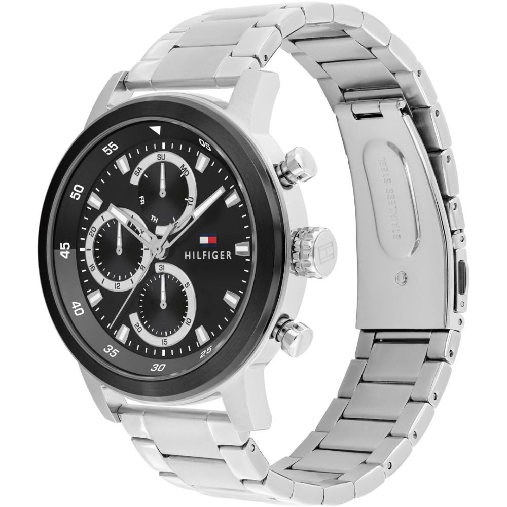 TOMMY HILFIGER Rocky Multifunction Black Dial 46mm Silver Stainless Steel Bracelet 1792181