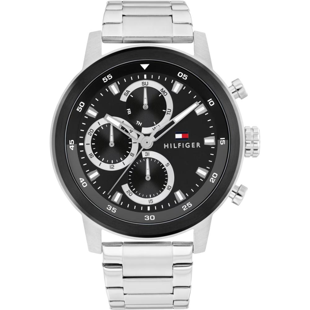 TOMMY HILFIGER Rocky Multifunction Black Dial 46mm Silver Stainless Steel Bracelet 1792181