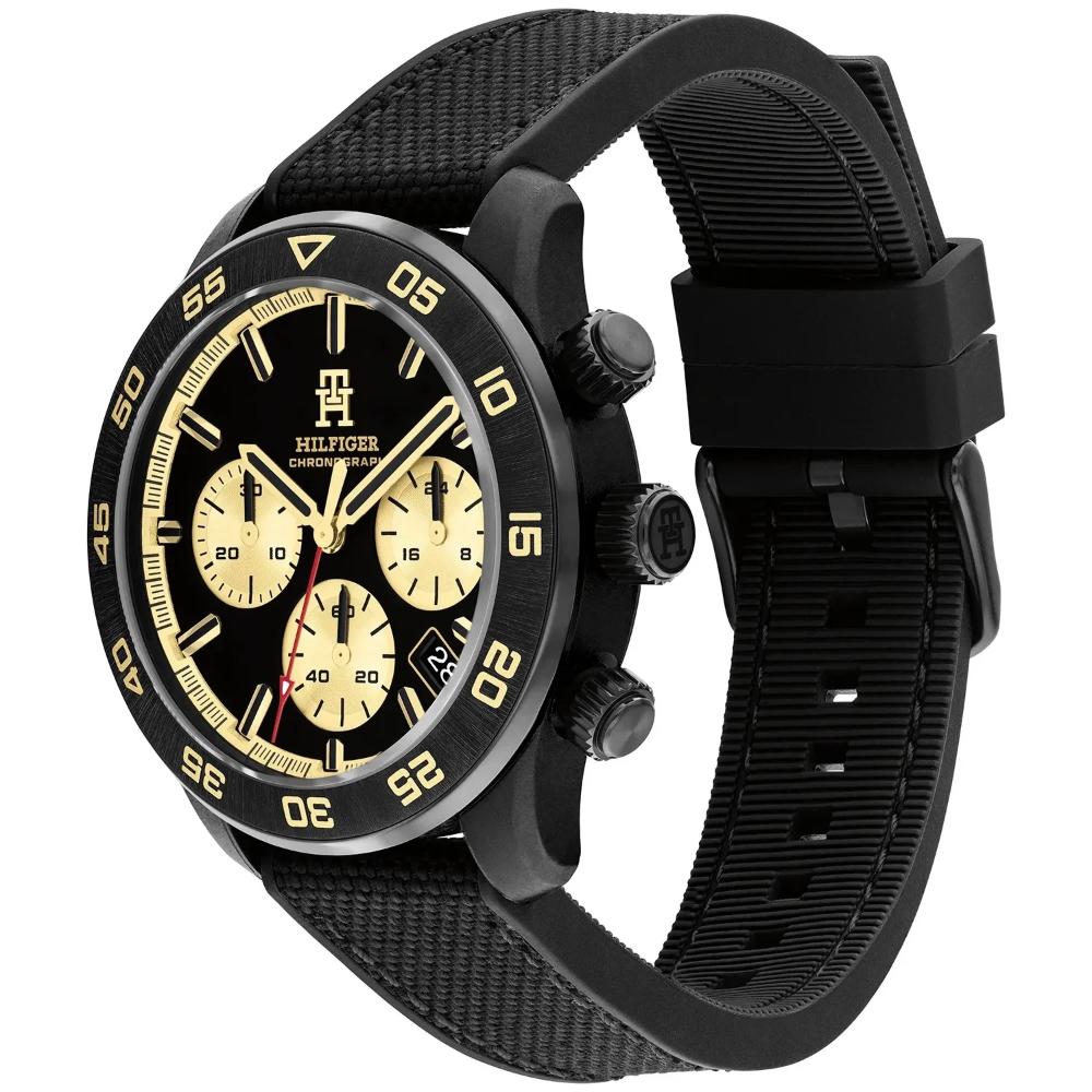 TOMMY HILFIGER TH85 Chronograph Black Dial 41mm Black Stainless Steel Black Leather Strap 1792182
