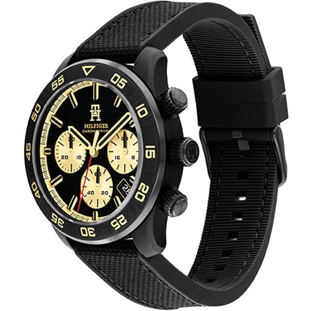 TOMMY HILFIGER TH85 Chronograph Black Dial 41mm Black Stainless Steel Black Leather Strap 1792182