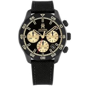 TOMMY HILFIGER TH85 Chronograph Black Dial 41mm Black Stainless Steel Black Leather Strap 1792182 - 55476