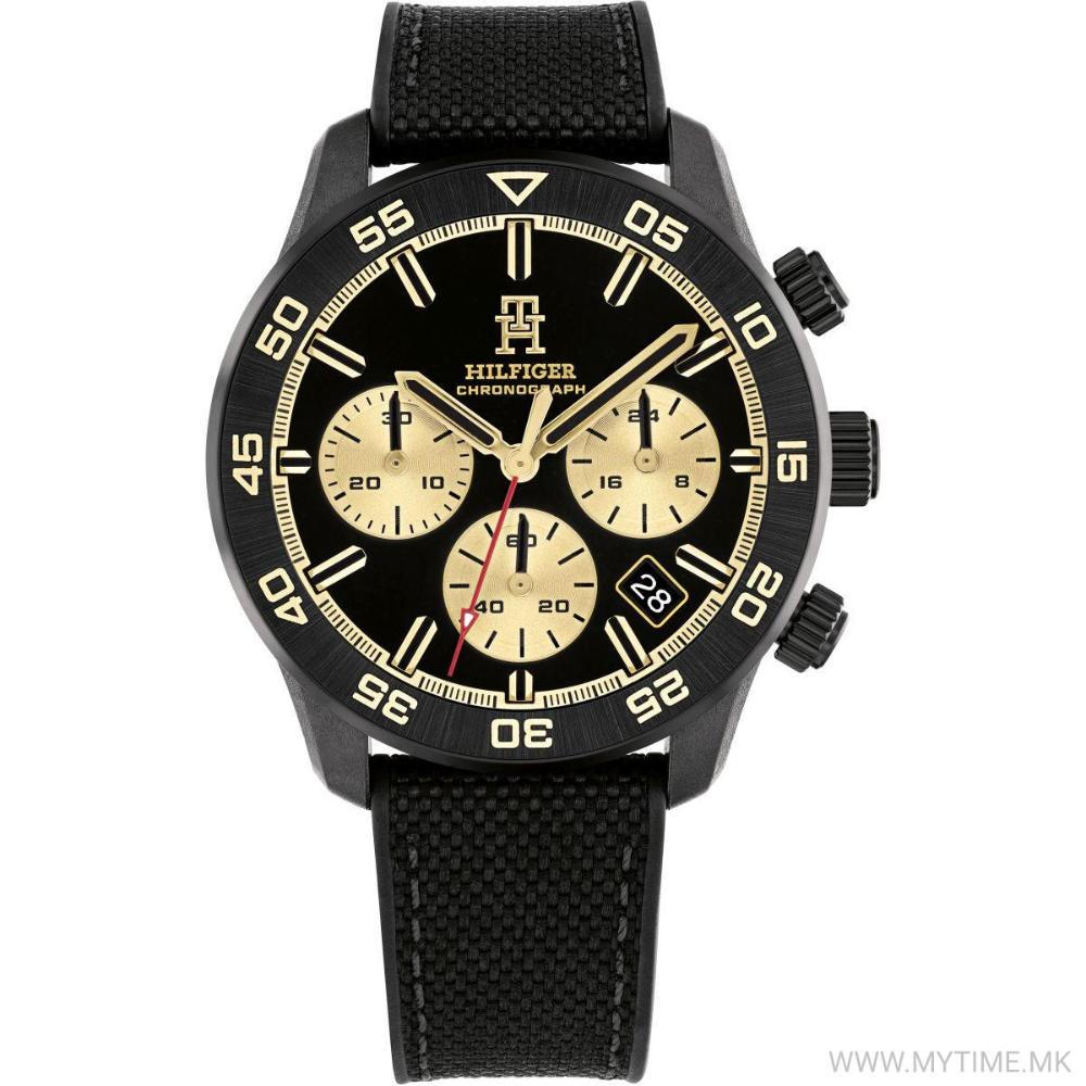 TOMMY HILFIGER TH85 Chronograph Black Dial 41mm Black Stainless Steel Black Leather Strap 1792182