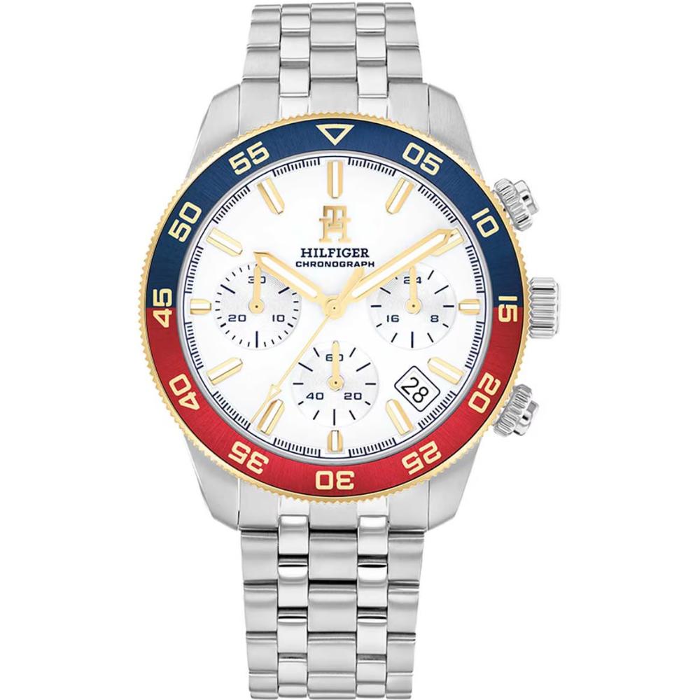 TOMMY HILFIGER TH85 Chronograph White Dial 41mm Silver Stainless Steel Bracelet 1792184