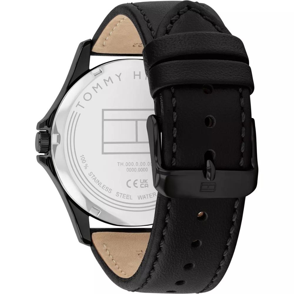 TOMMY HILFIGER Bruce Black Dial 43mm Black Stainless Steel Black Leather Strap 1792190