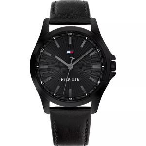 TOMMY HILFIGER Bruce Black Dial 43mm Black Stainless Steel Black Leather Strap 1792190 - 55525