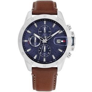 TOMMY HILFIGER Jameson Multifunction Black Dial 43mm Silver Stainless Steel Brown Leather Strap 1792195 - 58809