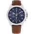 TOMMY HILFIGER Jameson Multifunction Black Dial 43mm Silver Stainless Steel Brown Leather Strap 1792195 - 0