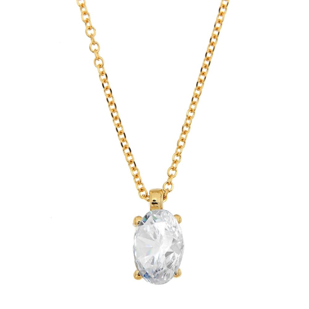 NECKLACE Single Stone MetronGold K18 Yellow Gold with White Sapphire 23118YN-2