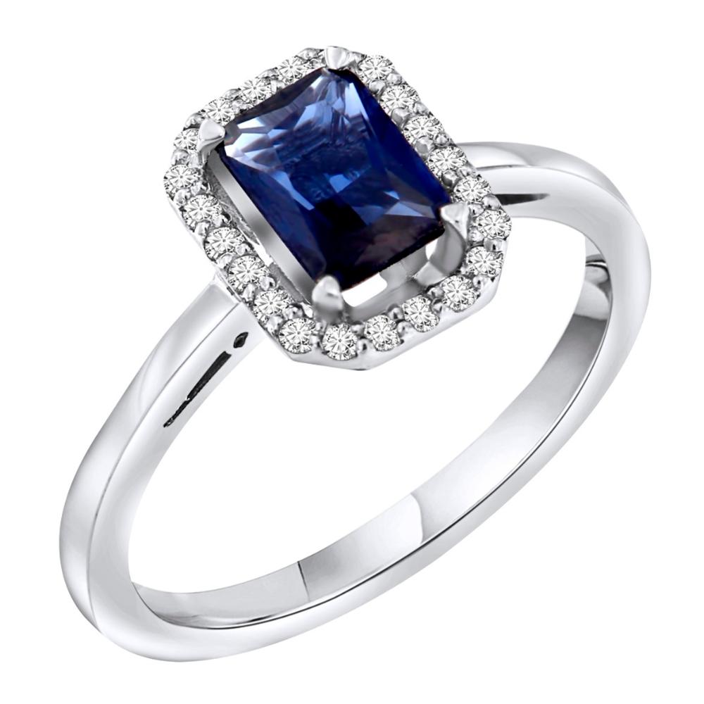 RING Rosette K18 White Gold with Sapphire and Diamonds Brilliants 19911W-R