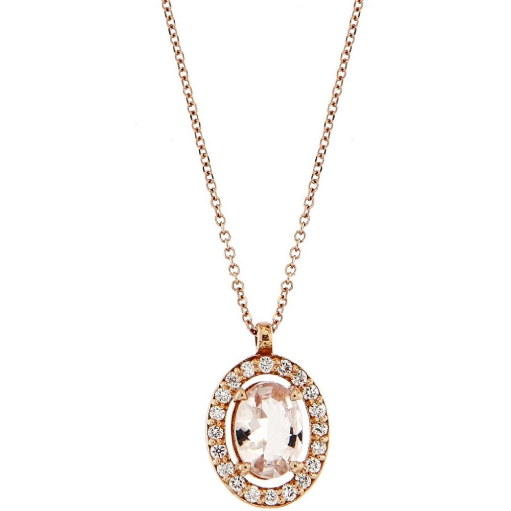 NECKLACE Rosette 18K Rose Gold with Morganite and Diamonds 19982RN