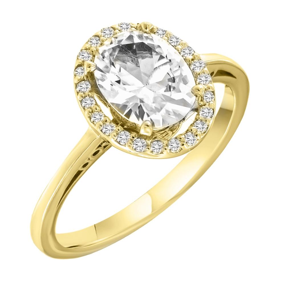 RING Rosette Yellow Gold 18K with White Sapphire and Brilliants 19982Y-1