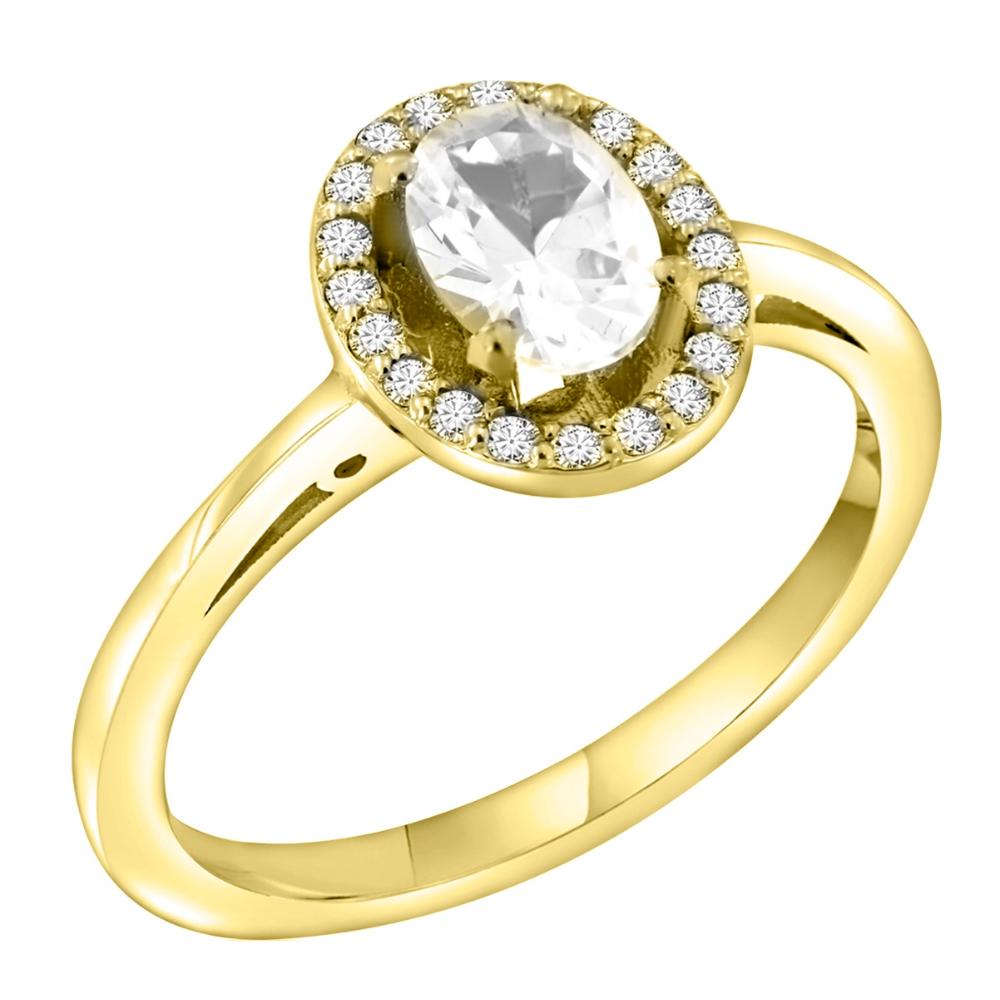 RING Rosette Yellow Gold K18 with White Sapphire and Brilliants 19982Y