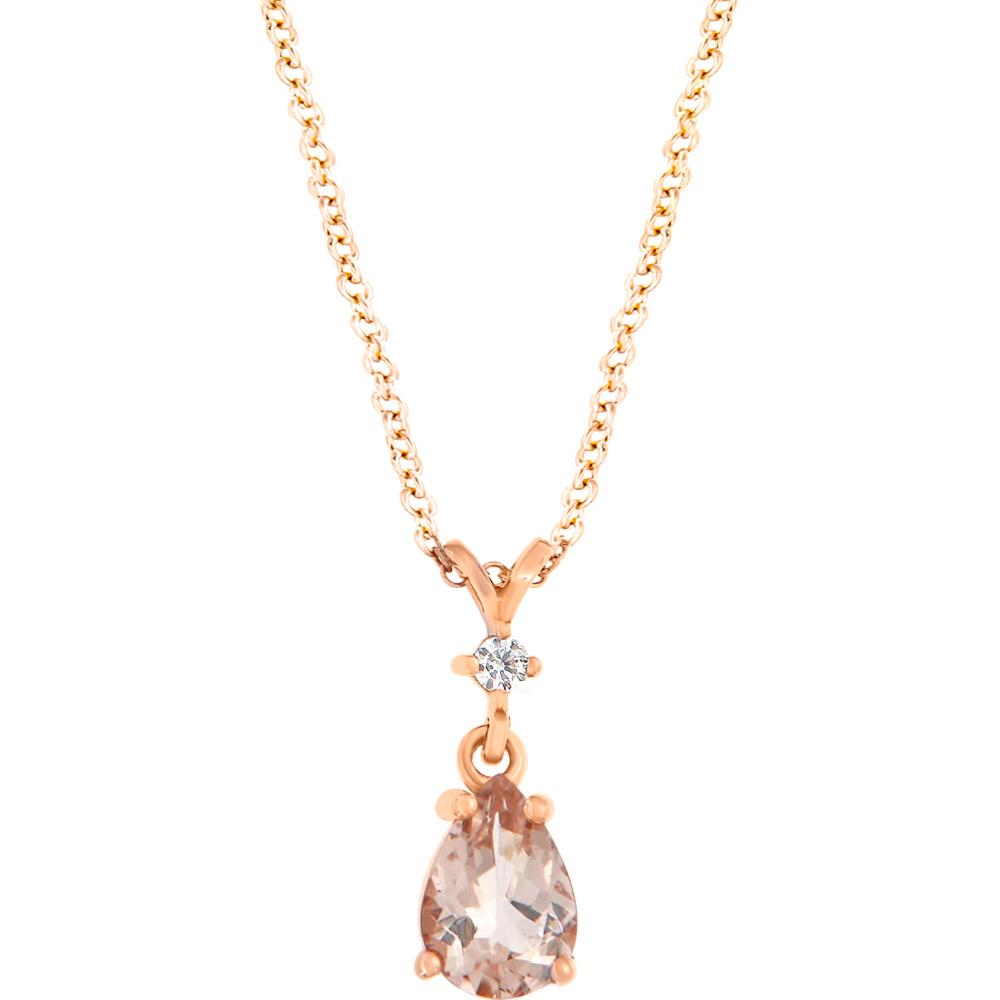 NECKLACE SENZIO Collection Rose Gold 18K with Morganite and Diamond 19989R