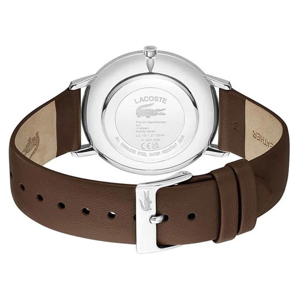 LACOSTE Crocorigin Blue Dial 40.5mm Silver Stainless Steel Brown Leather Strap 2011307