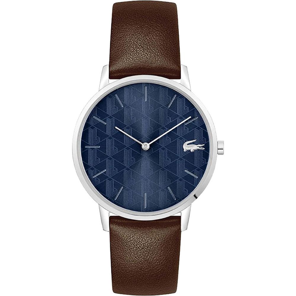 LACOSTE Crocorigin Blue Dial 40.5mm Silver Stainless Steel Brown Leather Strap 2011307