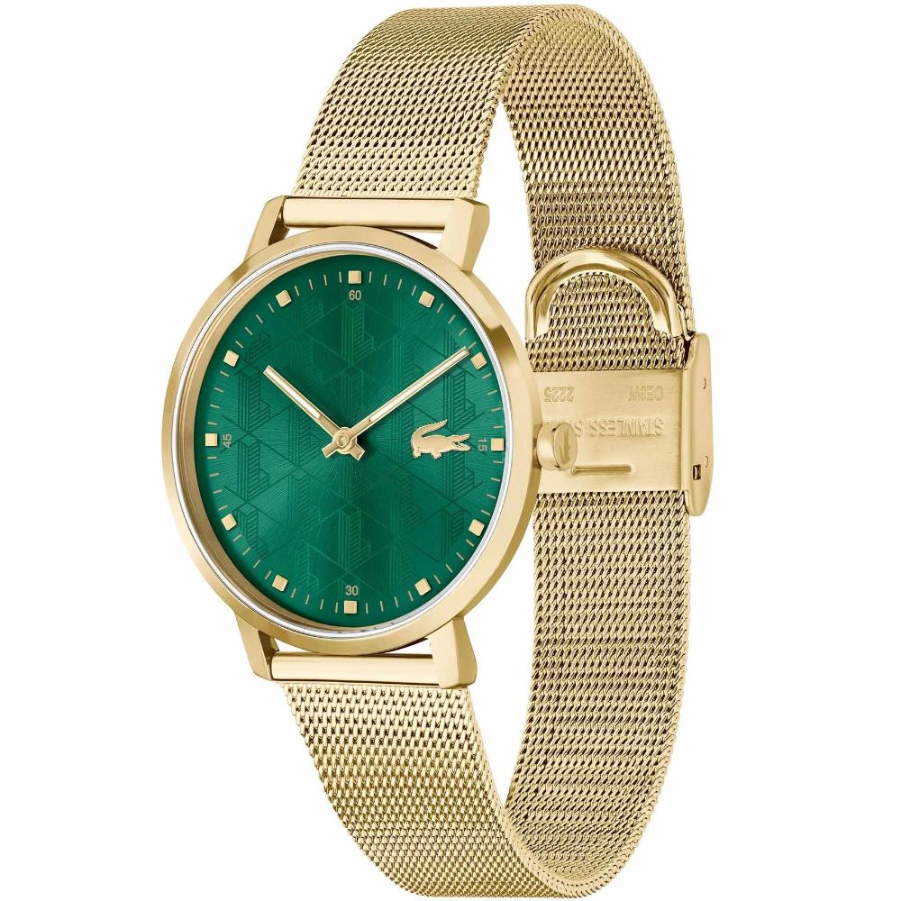 LACOSTE Crocorigin Green Dial 35mm Gold Stainless Steel Mesh Bracelet 2001356