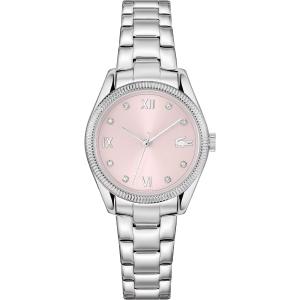 LACOSTE Parisienne Pink Dial With Crystals 30mm Silver Stainless Steel Bracelet 2001422 - 61217
