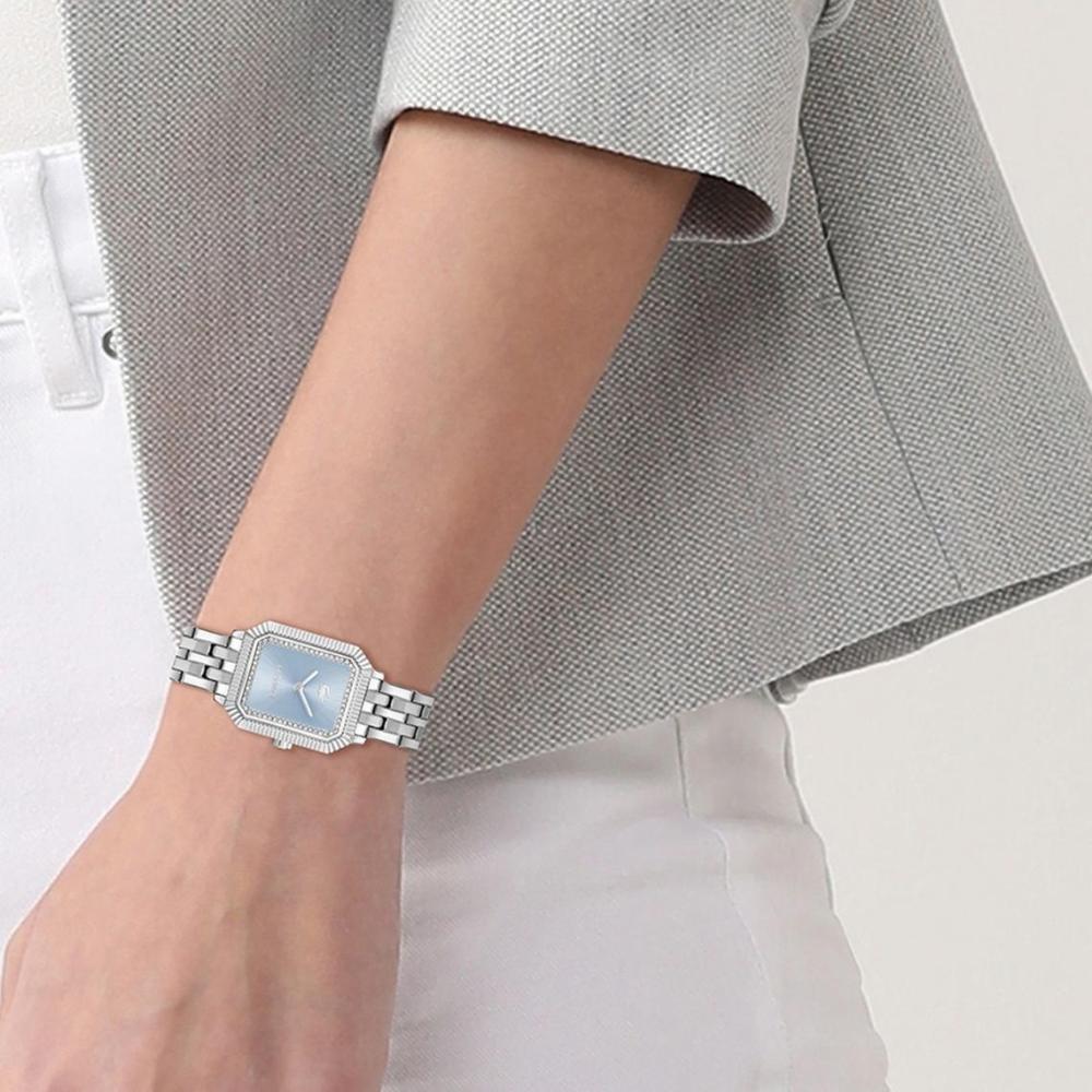 LACOSTE Parisienne Light Blue Dial With Crystals 20.7x28.3mm Silver Stainless Steel Bracelet 2001440