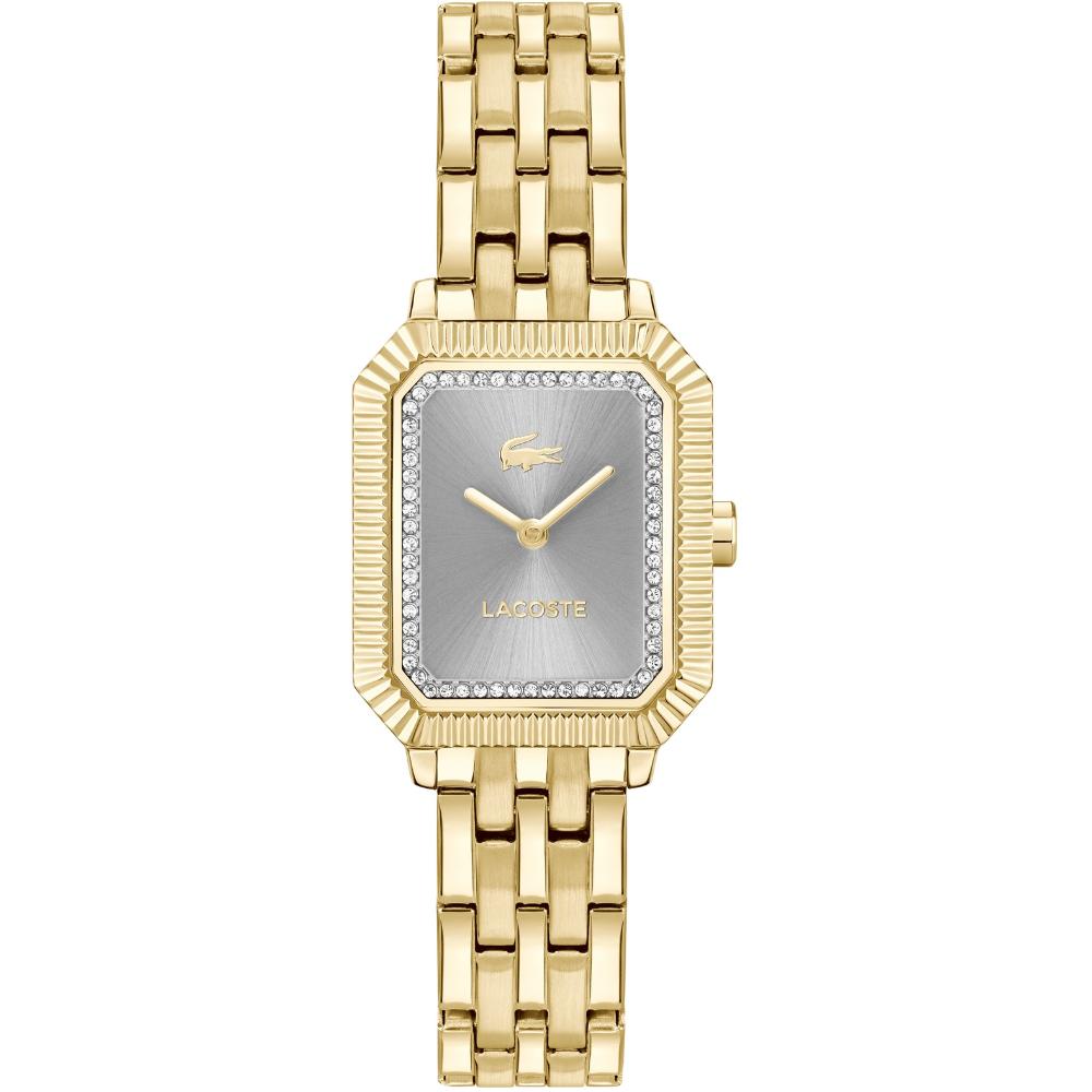 LACOSTE Parisienne Silver Dial With Crystals 28.3x20.7mm Gold Stainless Steel Bracelet 2001441