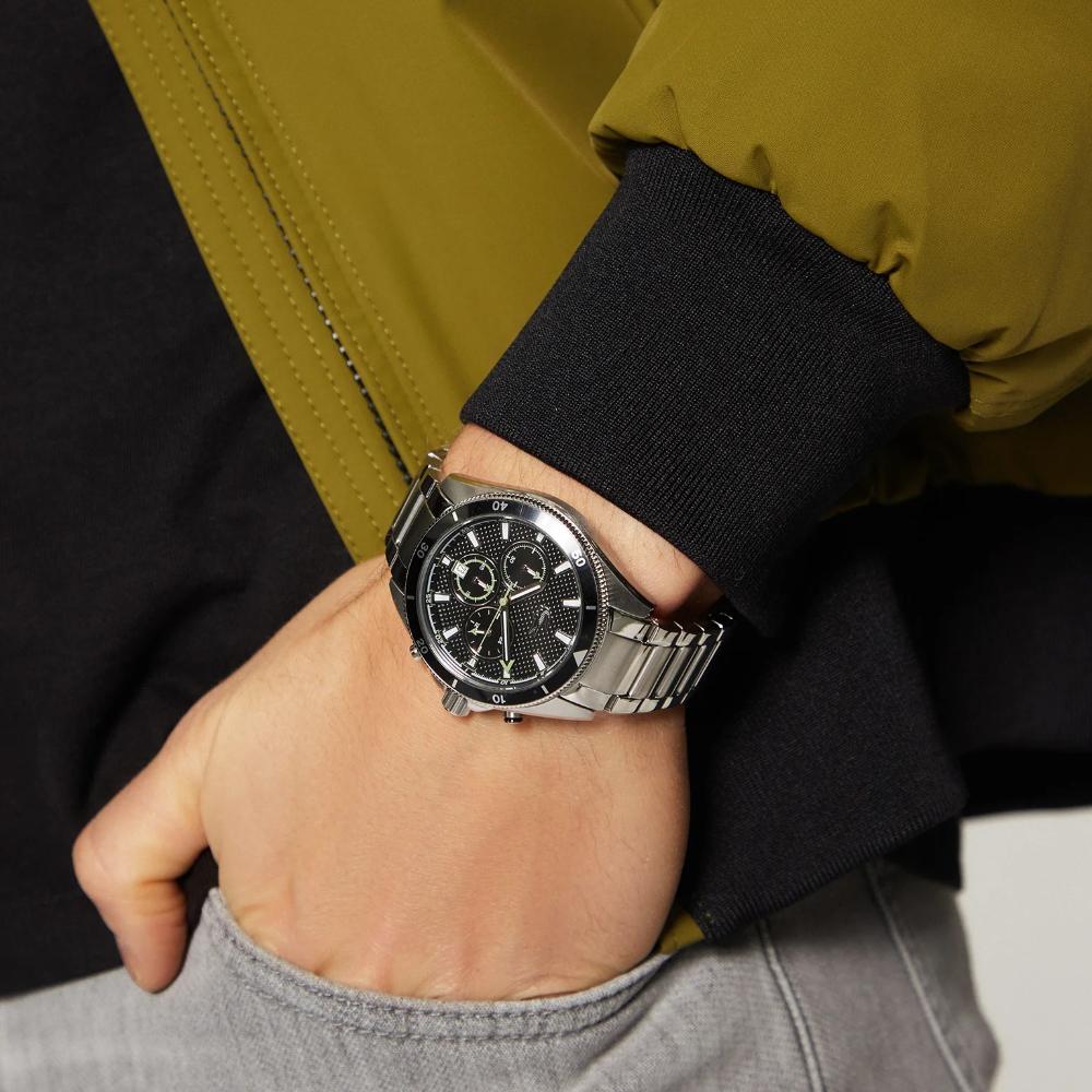 LACOSTE Mainsail Multifunction Black Dial 43mm Silver Stainless Steel Bracelet 2011382