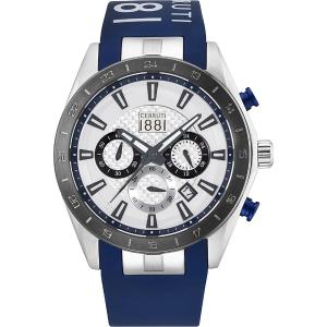 CERRUTI 1881 Chronograph 45mm Silver Stainless Steel Blue Silicone Strap CRA095E255G - 10643