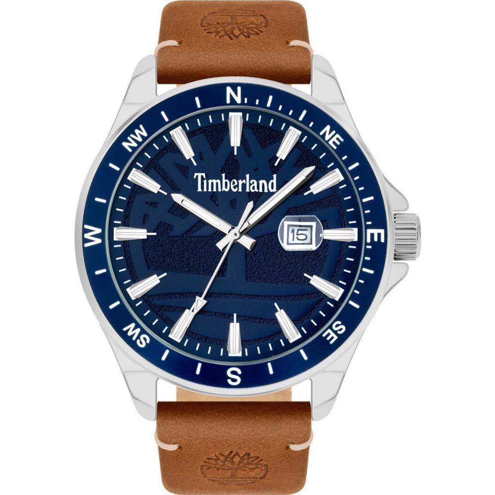 TIMBERLAND Swampscott Blue Dial 46mm Silver Stainless Steel Brown Leather Strap 15941JYTBL.03