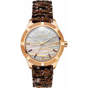 BREEZE Gloriosa 42mm Rose Gold Stainless Steel Brown Fabric Strap 110651.4 - 12534