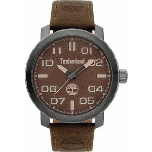 TIMBERLAND Wellesley Three Hands 50mm Grey Stainless Steel Brown Leather Strap 15377JSU.12 - 3973