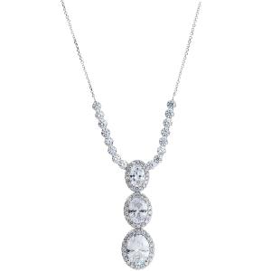 NECKLACE Rosette with Zircon in 14K White Gold 202121 - 28394