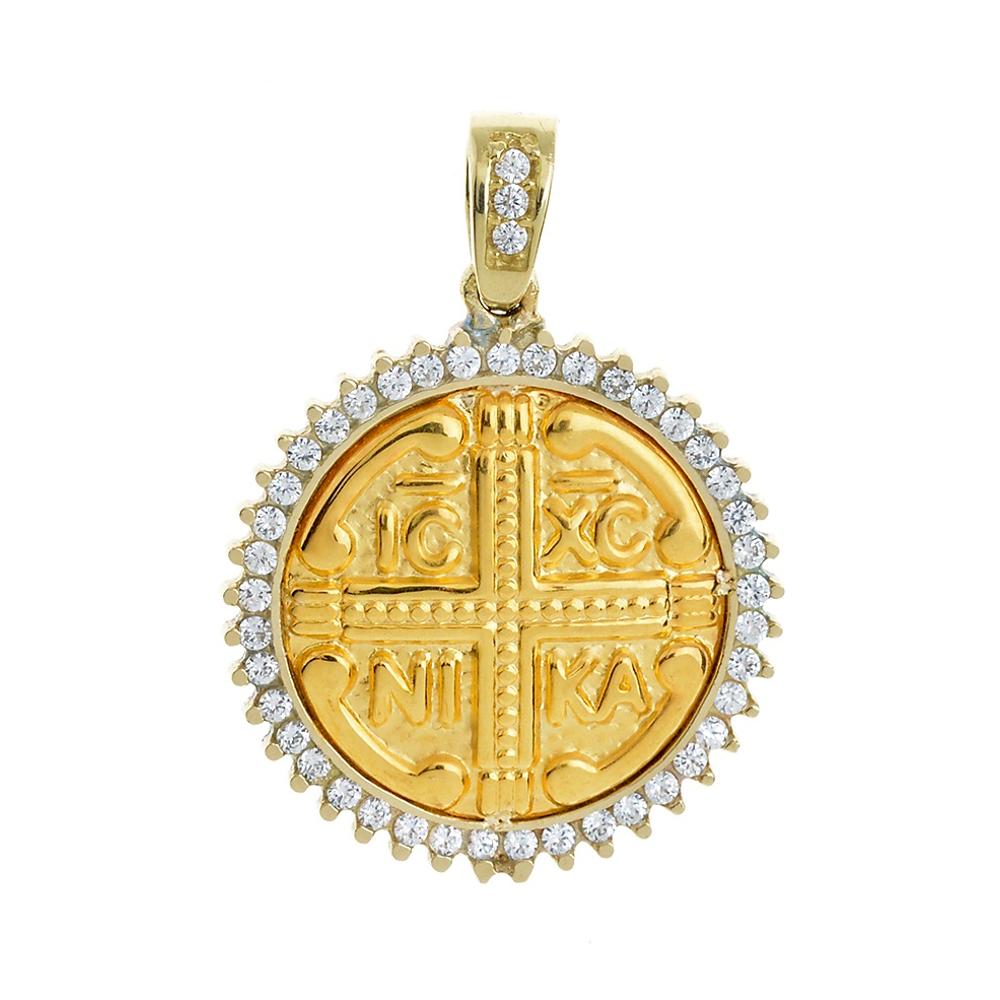 CHRISTIAN CHARMS Two Τone Yellow and White Gold K14 with Zircon Stones 202141