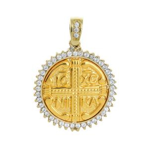 CHRISTIAN CHARMS Two Τone Yellow and White Gold K14 with Zircon Stones 202141 - 28438
