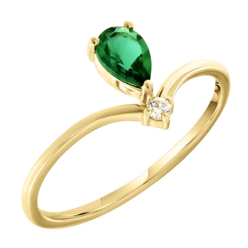 RING SENZIO Collection K18 Yellow Gold with Emerald and Brilliant Diamond 20269YR-2