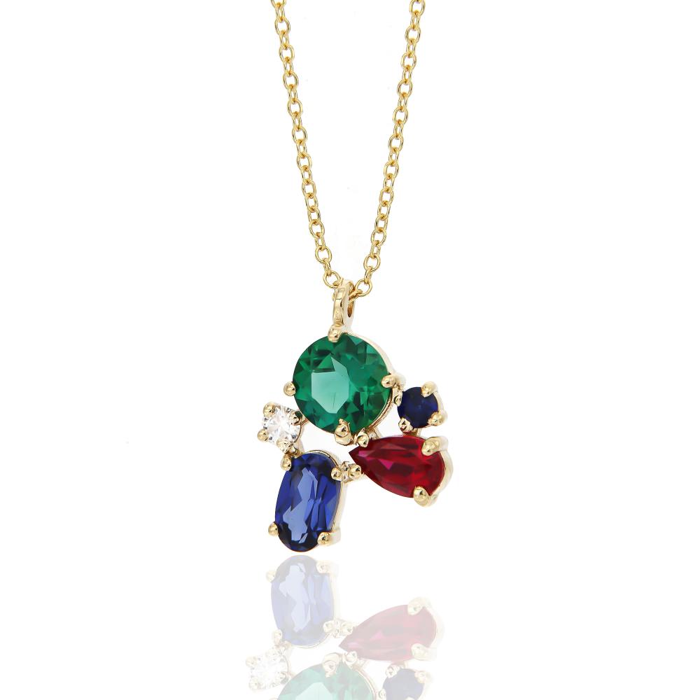 NECKLACE Multicolor Yellow Gold 14K and Brilliant 20271Y