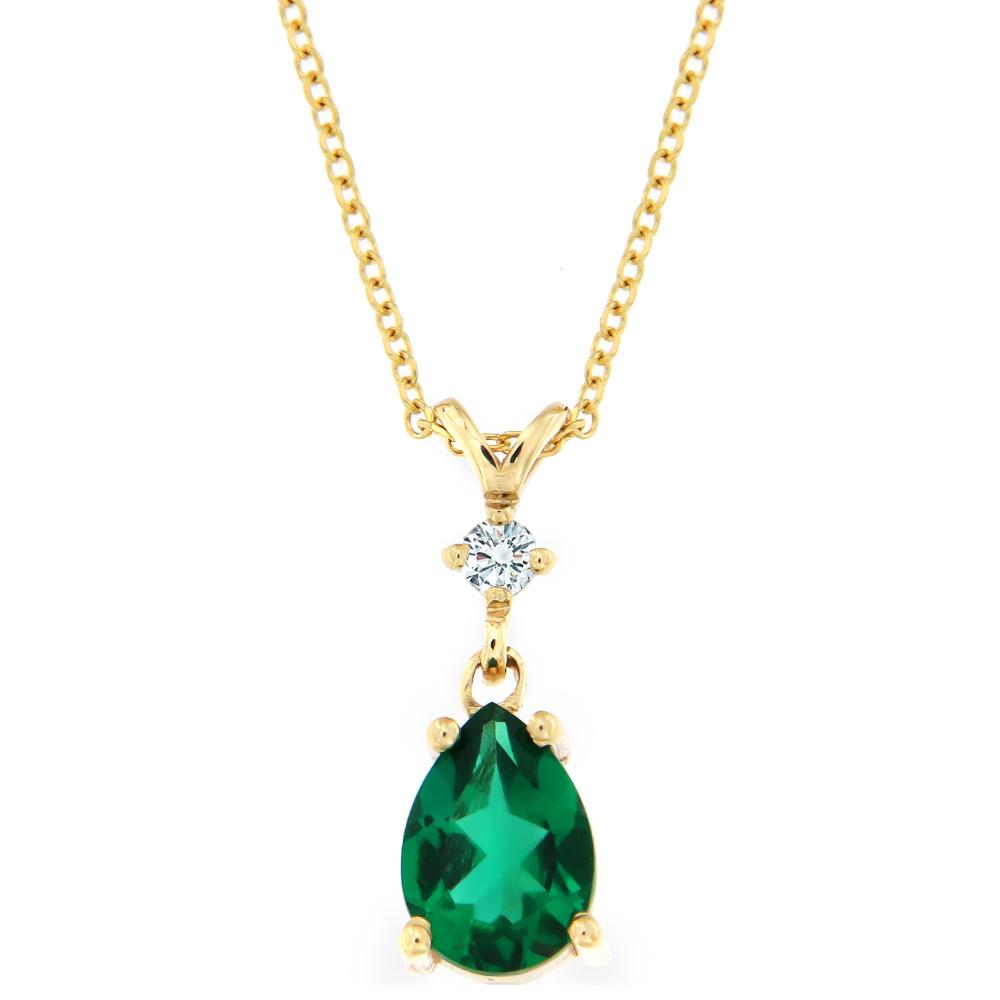 NECKLACE SENZIO Collection K18 Yellow Gold with Emerald and Brilliant Diamond 20276YN-1