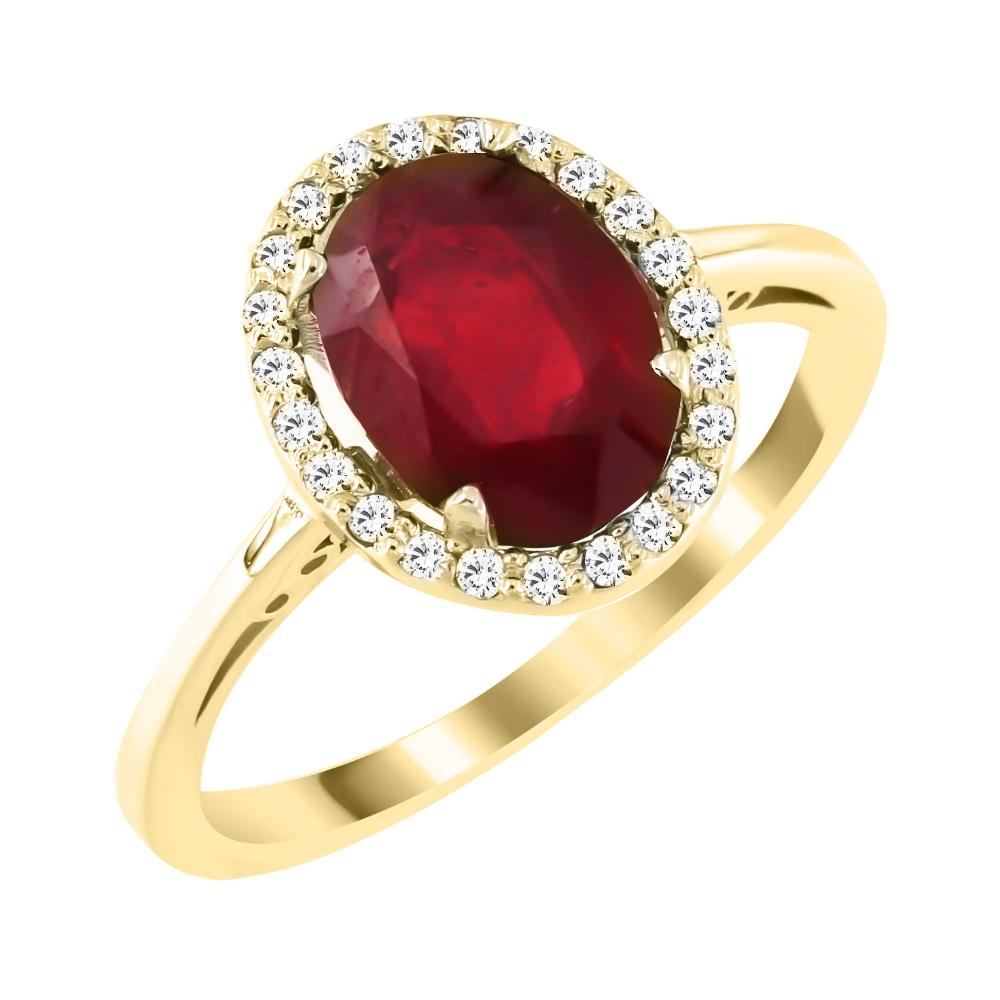 RING Women's Rosette K18 Yellow Gold with Ruby and Diamonds Brilliants 20294YR-1