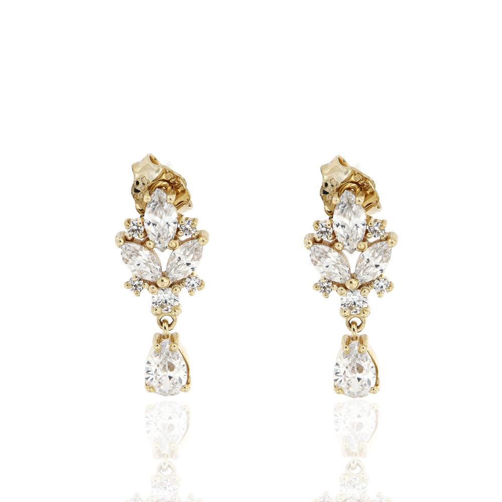 EARRINGS Yellow Gold 14K with Zircon Stones Signity 20307Y-1EAR