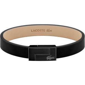 LACOSTE Bracelet Black Stainless Steel with Black Leather 2040073 - 49952