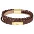 LACOSTE Bracelet Gold Stainless Steel with Brown Leather 2040317 - 0