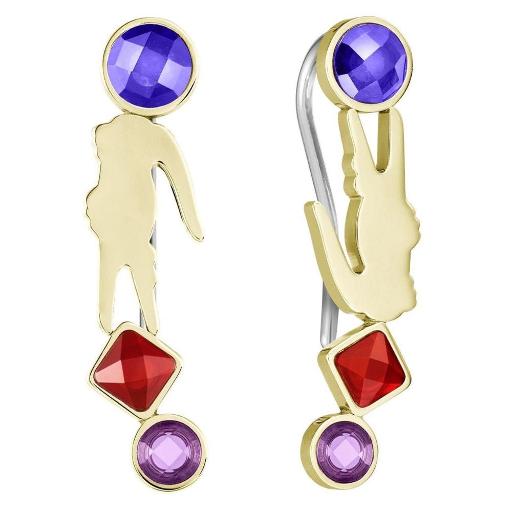 LACOSTE Dangle Earrings Gold Stainless Steel with Multicolour Zircon Stones 2040336