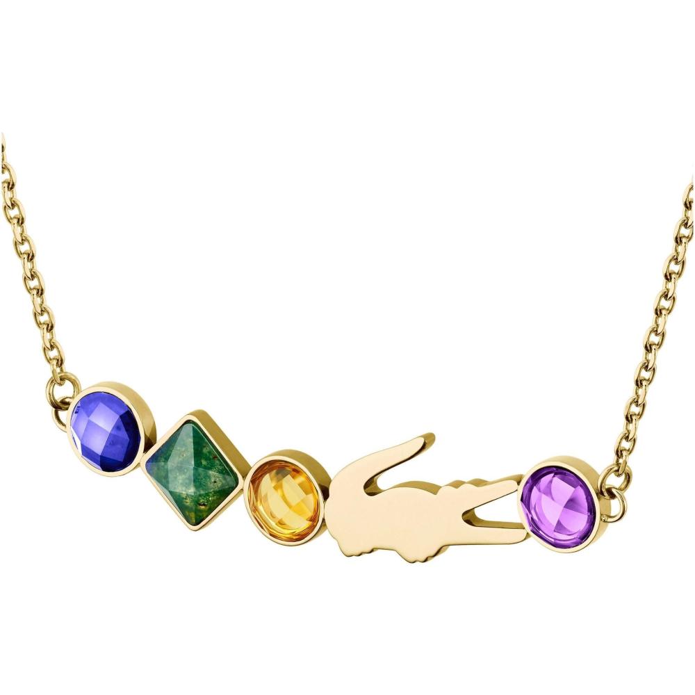 LACOSTE Necklace Gold Stainless Steel with Multicolour Zircon Stones 2040360