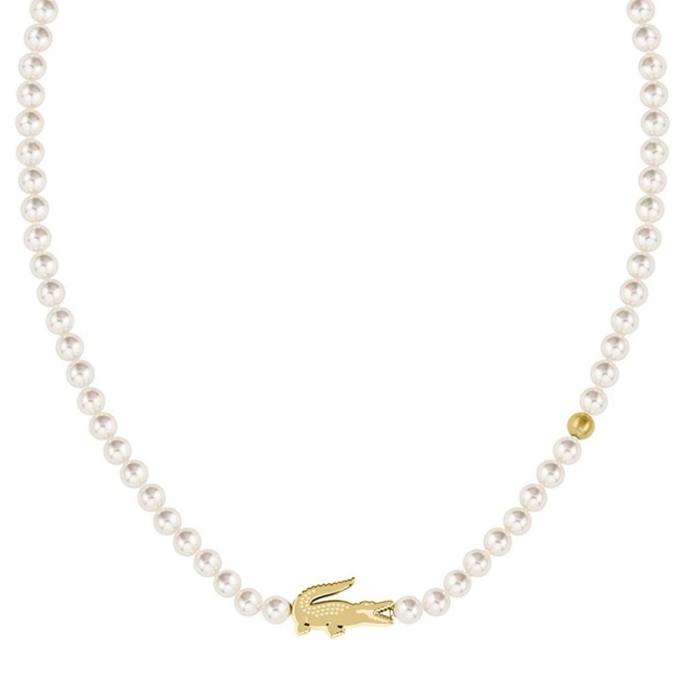 NECKLACE Women's LACOSTE Gold-Plated Stainless Steel with Pearls 2040429