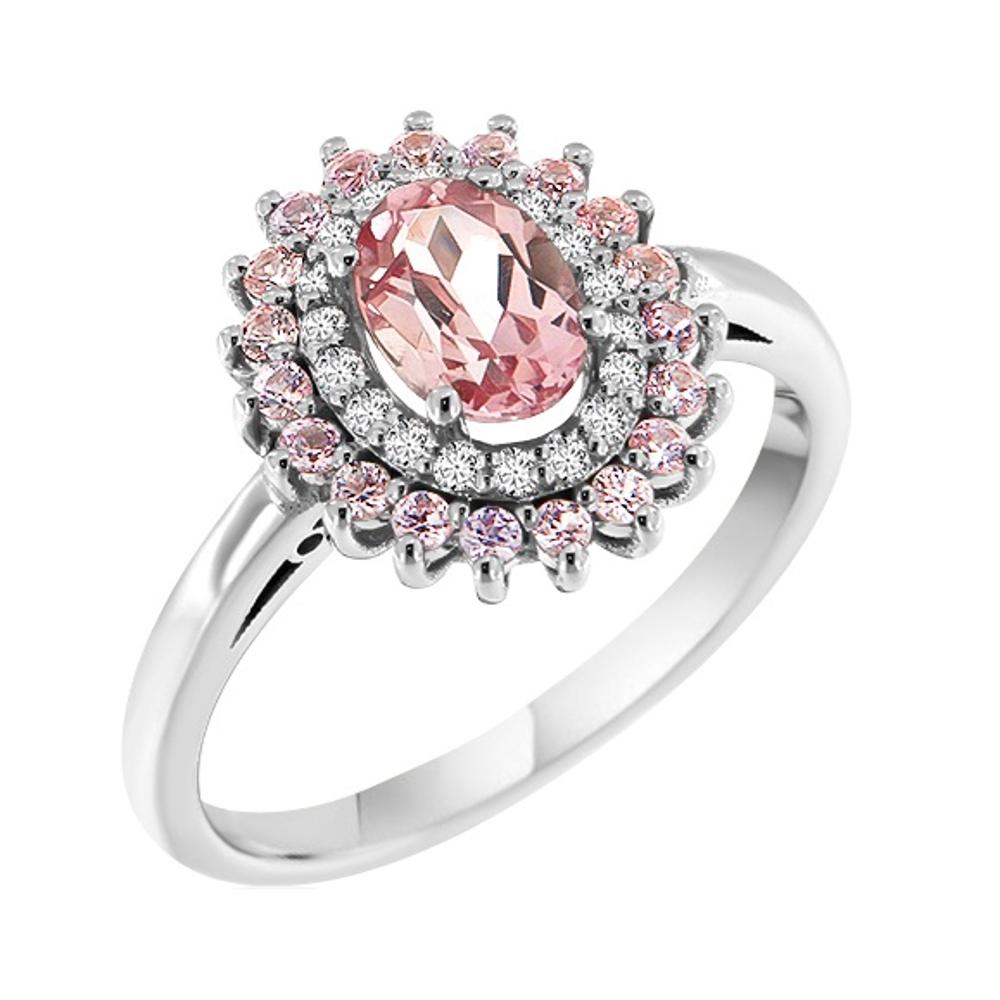 RING Rosette White Gold 18K with Pink Sapphire and Brilliants 20500W-3