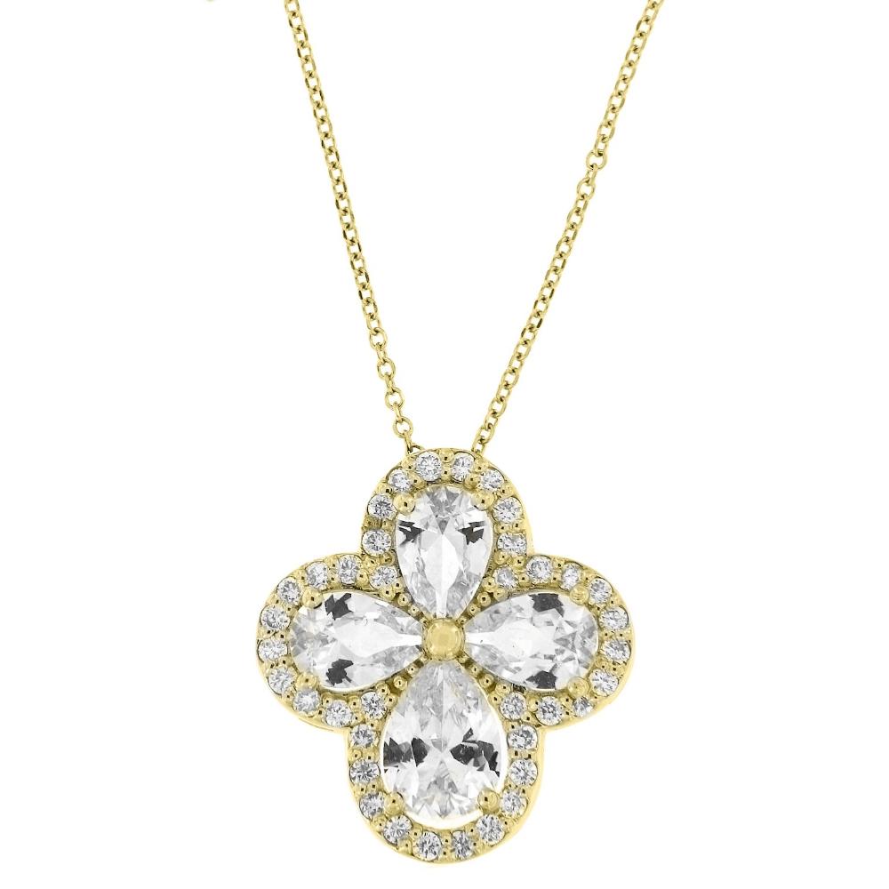CROSS SENZIO Collection K18 Yellow Gold with Chain White Sapphires and Diamonds 20566Y-2
