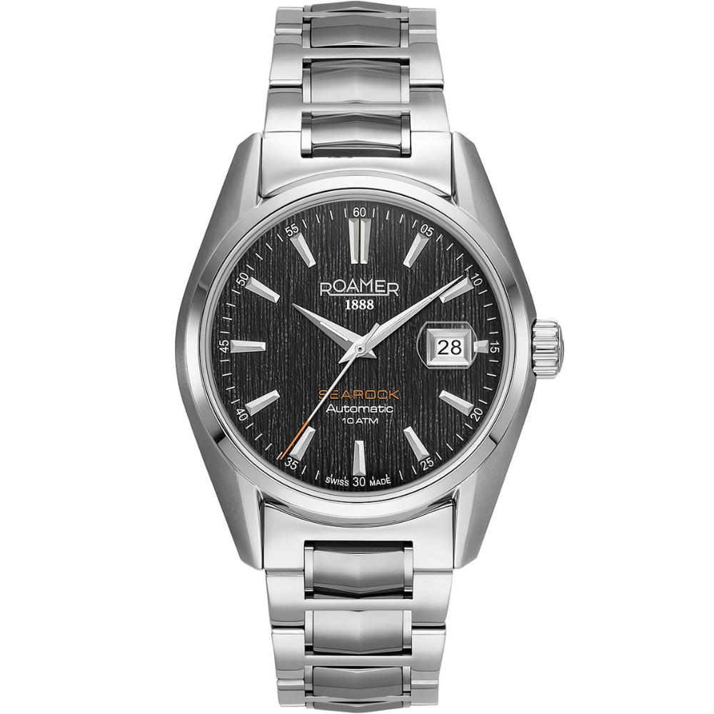 ROAMER Searock II Date Black Dial Automatic 42mm Silver Stainless Steel Bracelet 210665-41-55-20